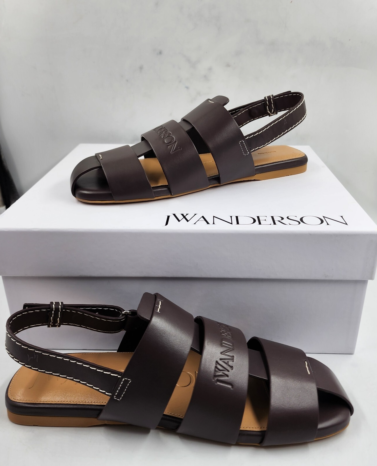 JW Anderson Buckled Fisherman Sandals Men's 41/8 US Dark Brown Buckled Closure - Picture 6 of 20
