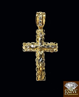 Pre-owned Globalwatches10 Real 10k Yellow Gold Jesus Charm/pendant With Miami Cuban Chain, Lobster Lock,