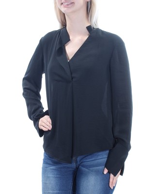 

Женский черный прозрачный топ с длинными рукавами и V-образным вырезом RACHEL ROY Размер