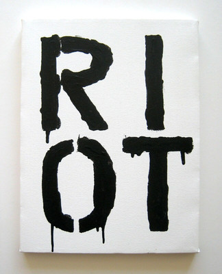 Eric Doeringer 2005 Christopher Wool Appropriation RIOT Signed Unique Canvas