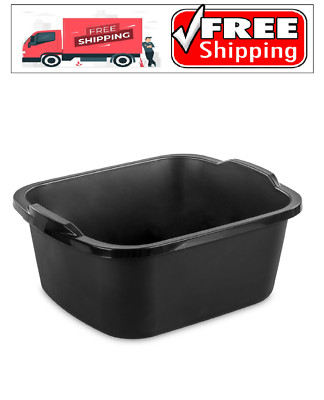 Dishpan Basin Dish Plastic Wash Food Kitchen Storage Box 18 Qt Black Tub Laundry