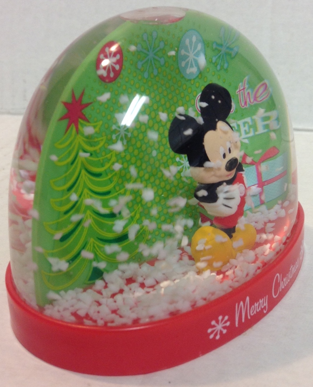 DISNEY Mickey Mouse Merry Christmas Snow Globe Dome 2016 NEW Collectible
