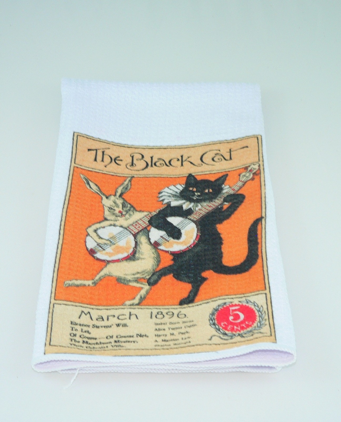 Black Cat Halloween Kitchen Towel, Gothic Decor, Absorbent Fabric Gift