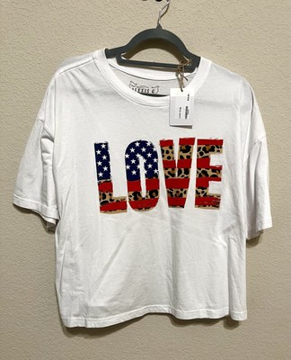 Original Alexis G By LA Limited Edition Boutique Love Tee Crop Sz Large Flag Y2K