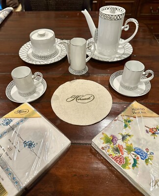 Herend Hungary Babos-PT Platinum Edge Brand New No Box 100% Authentic 9Piecs Set