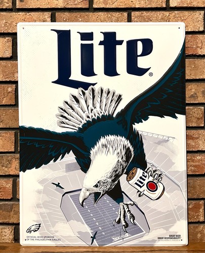 Philadelphia Eagles Miller Lite Philly NFL Tin Promo Beer