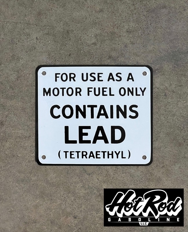 CONTAINS LEAD Porcelain Sign - Gas Pump Parts