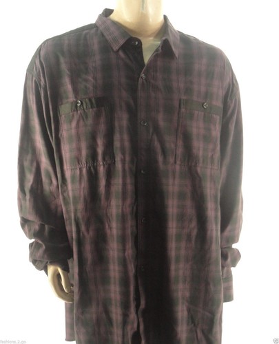sean john big and tall dress shirts Sean John Button Up Shirt Men's 4XLT NEW Big & Tall Flannel Checkered Red