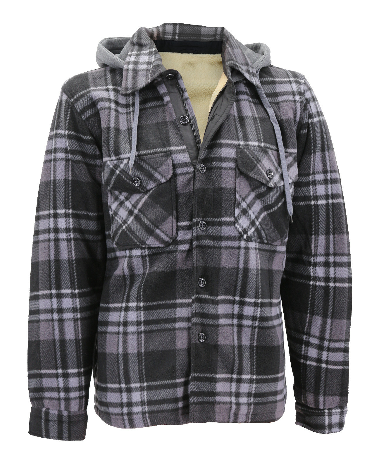 Men s Heavy Fleece Lined Sherpa Hoodie Plaid Flannel Men s Heavy Fleece Lined Sherpa Hoodie Plaid Flannel