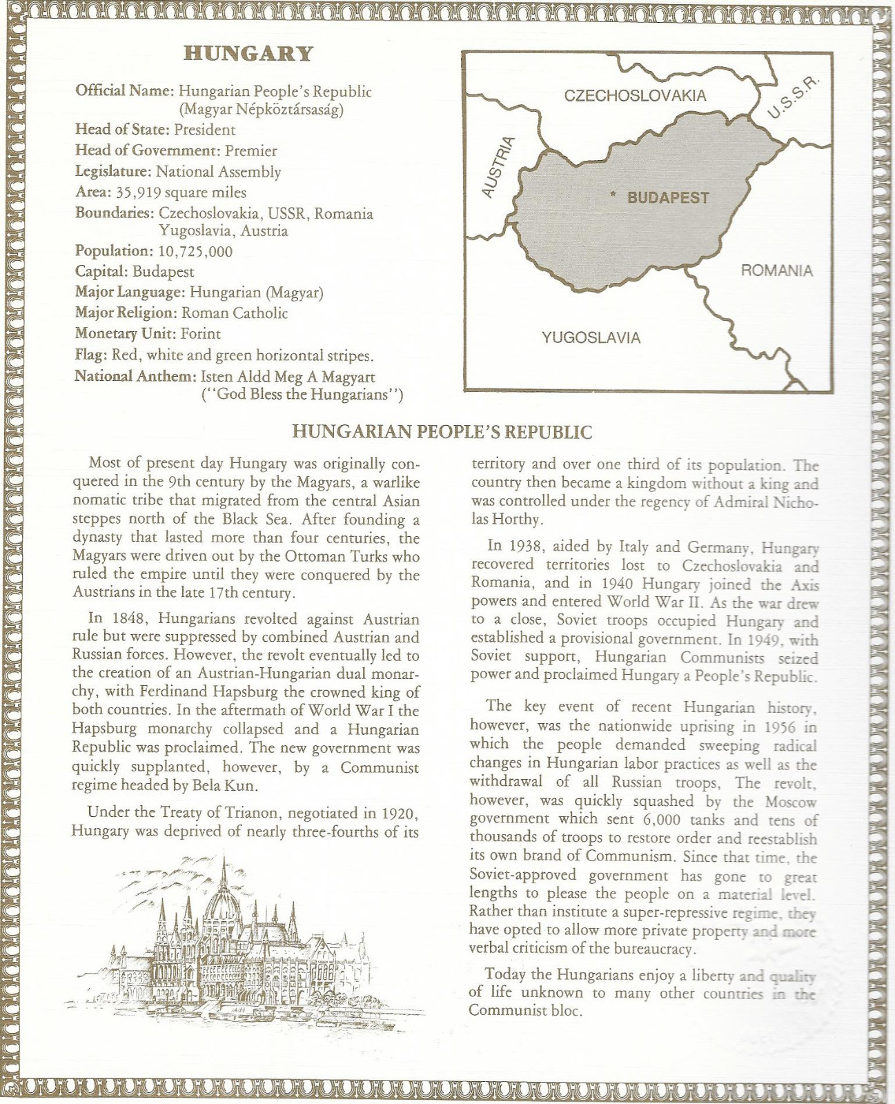 Hungary 10 Forint 1969 P168d UNC w/FDI UN FLAG STAMP serie A.745  012273