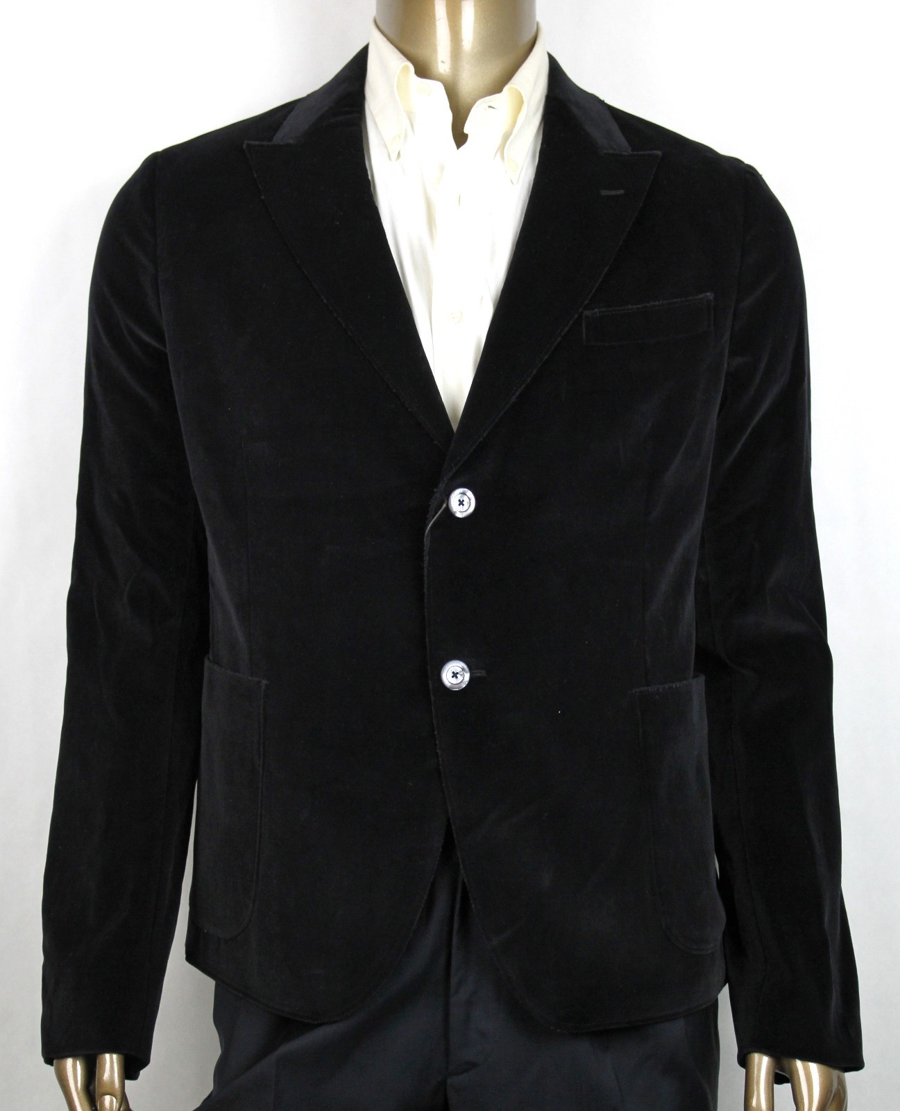 Pre-owned Gucci $2750  Men's Black Cotton Tulfan Velvet Formal Jacket 2 Buttons 406547 1000