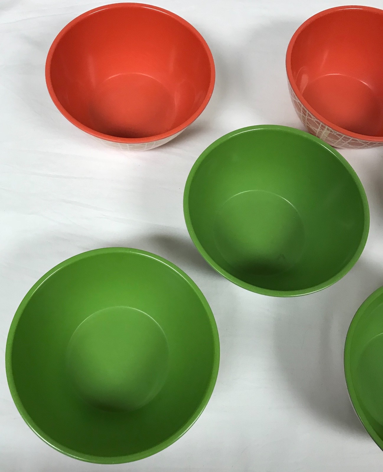 Privet House Target Dinnerware Small Bowls Green Red Orange Decorated Set of 7