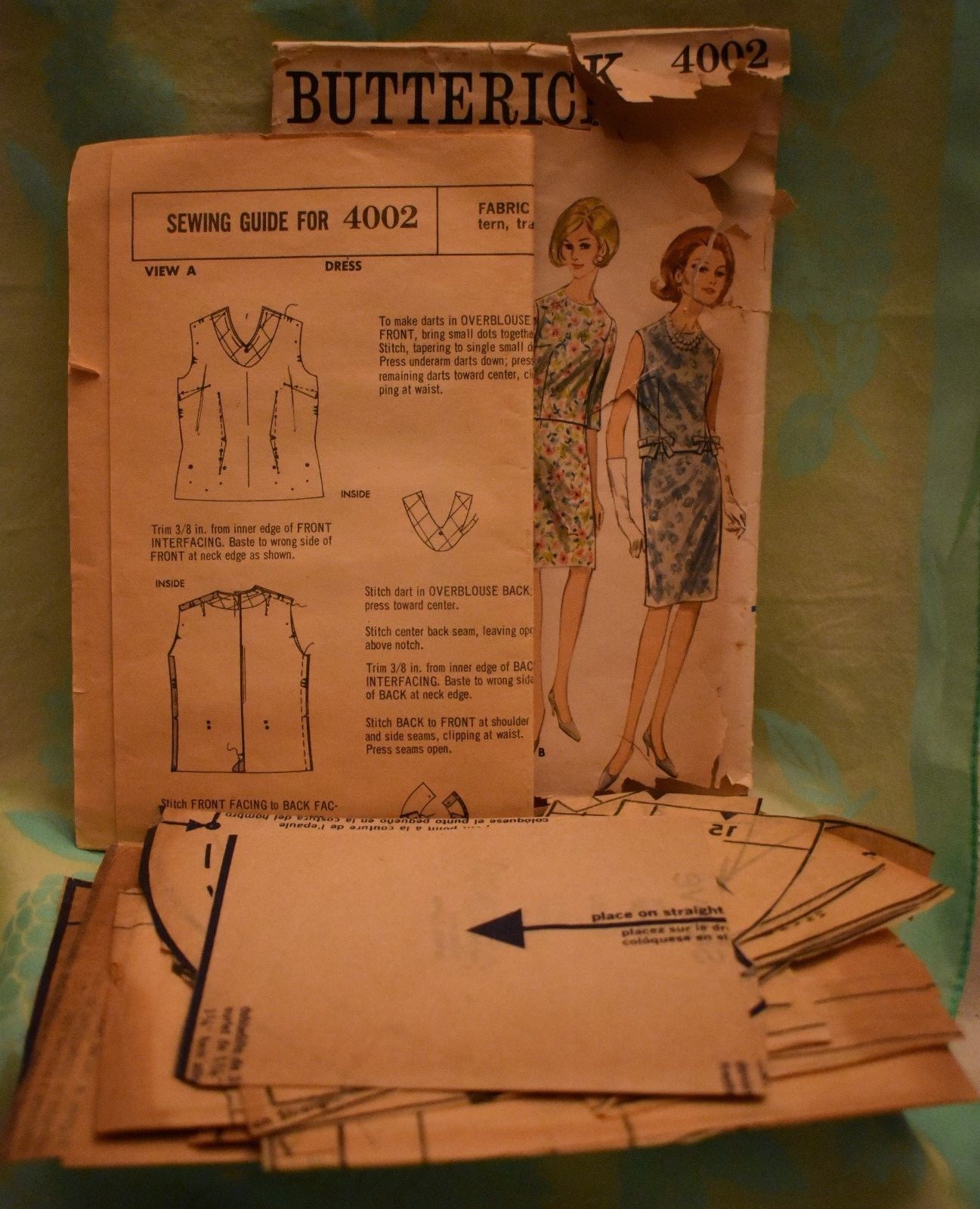 Skirt Blouse Sewing Pattern Butterick 4002 womens Size 16 Bust 36 Cut 60's-70's
