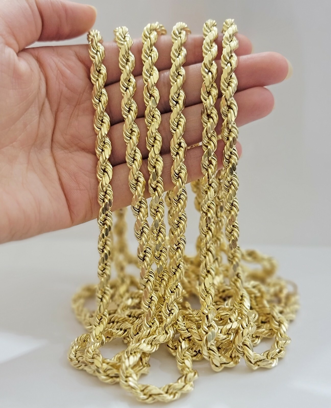 Pre-owned My Elite Jeweler Real 10k Gold Rope Necklace 24" 7mm Mens Chain 10kt Yellow Gold Lobster,bracelet