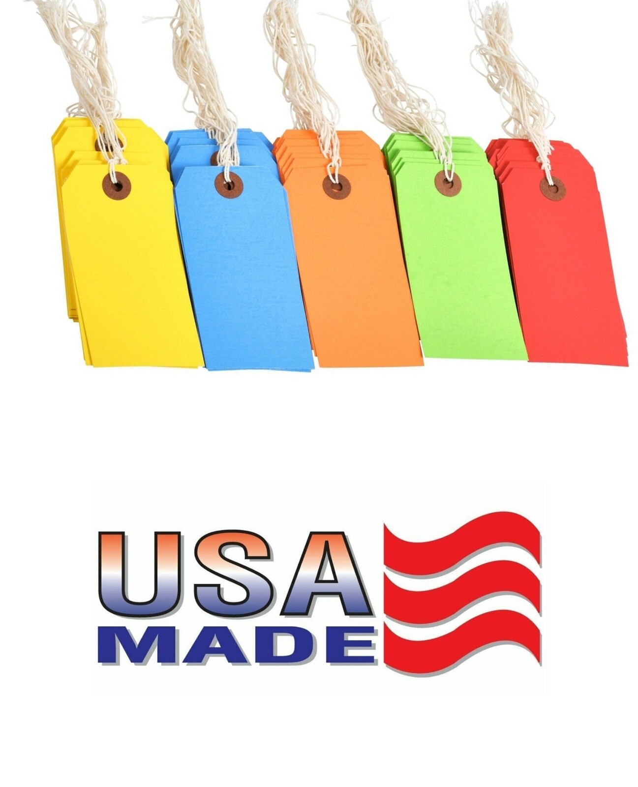 100 Tags 4 3/4" x 2 3/8" Size 5 Colored Inventory Shipping Hang Tag with String