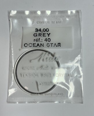 Vintage NOS Mido Ocean Star 34mm Watch Crystal Ref. 40 Grey for One Piece Case