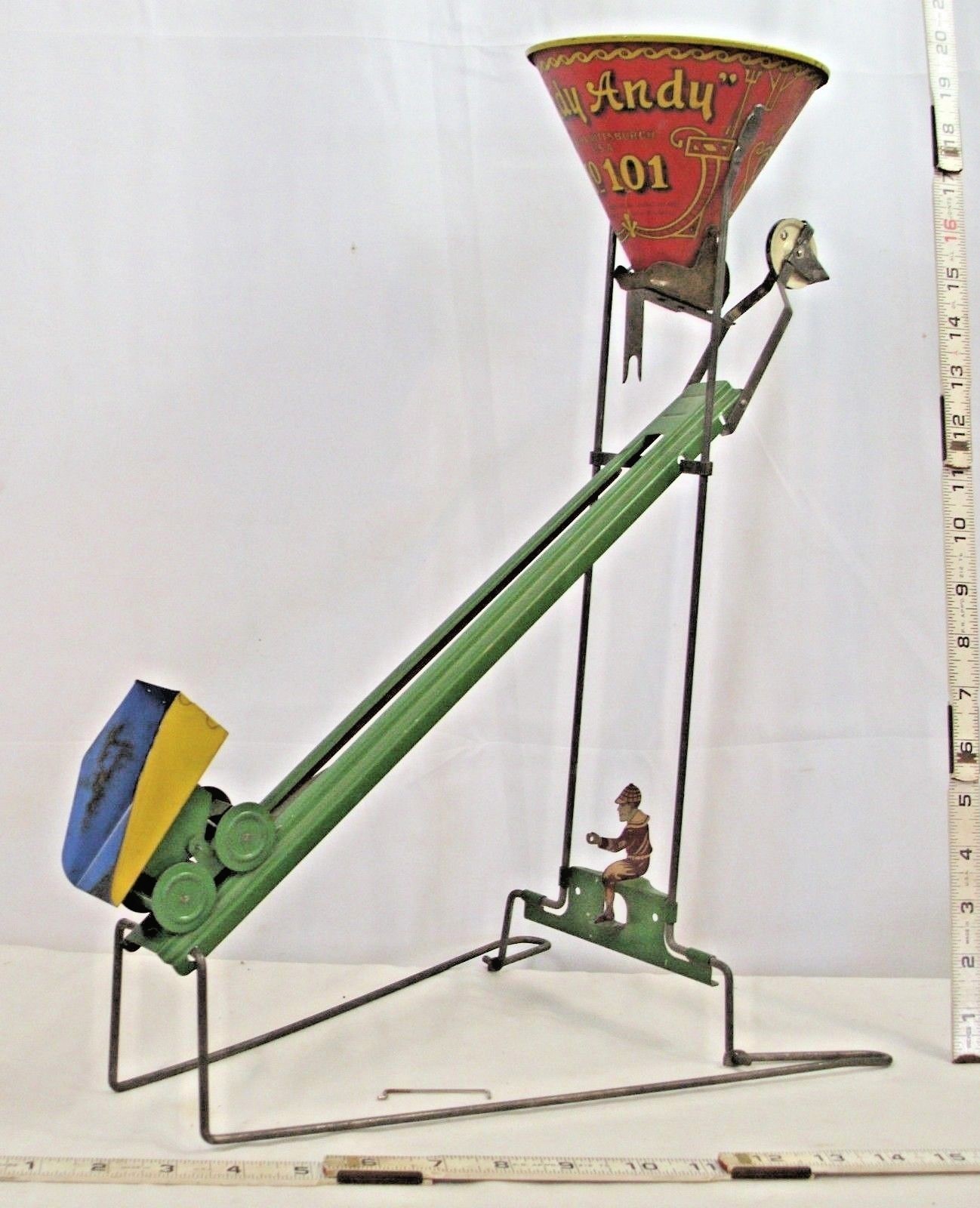 WOLVERINE SANDY ANDY NO. 101 LARGE INCLINE TIN SAND TOY 1925