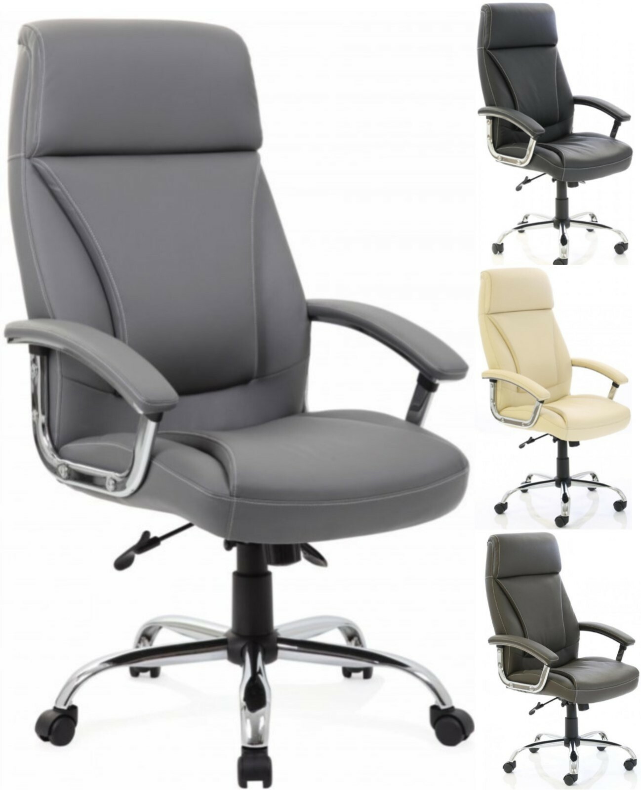 penrith leather executive office chair  grey brown cream