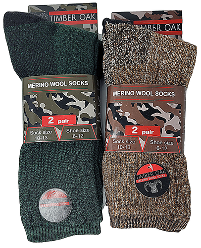 Men Timber Oak Merino Lamb Wool Socks, Warm Winter Boot Casual Thermal Crew Sux