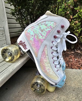 Crazy Skates Disco Glitz Roller Skates Glitter Sparkle Quad Skates Women's 9