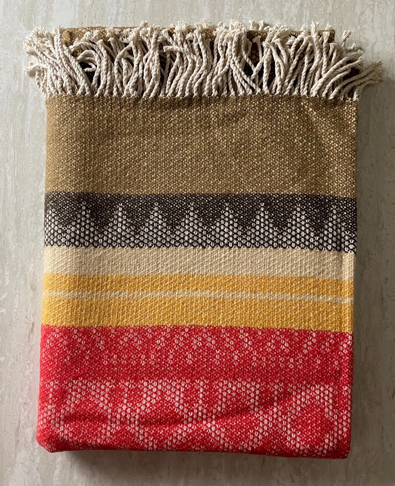 Throw Blanket, 50% Baby Alpaca, 50% Wool, Handmade in Peru, Multi-colored, 75x60