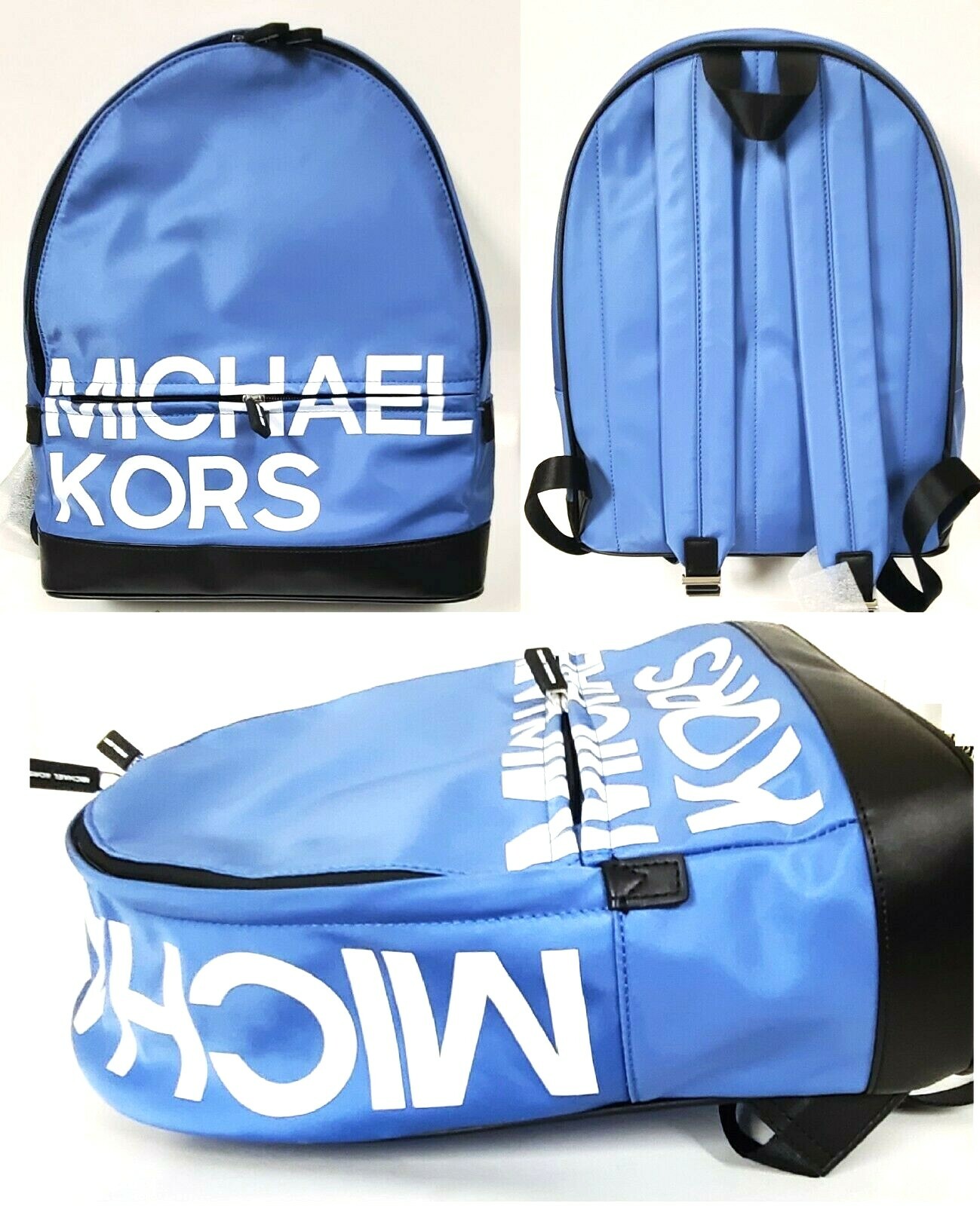 MICHAEL KORS SPORT OXFORD ORCHID BLUE SHEEN NYLON TOP ZIP