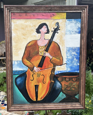 Abstract Original Figural Oil on Canvas 'Woman With A Cello', Signed 2003 |  eBay
