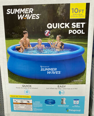  *NEW* Summer Waves 10 ft X 30 in Quick Set Inflatable Pool With Filter Pump 