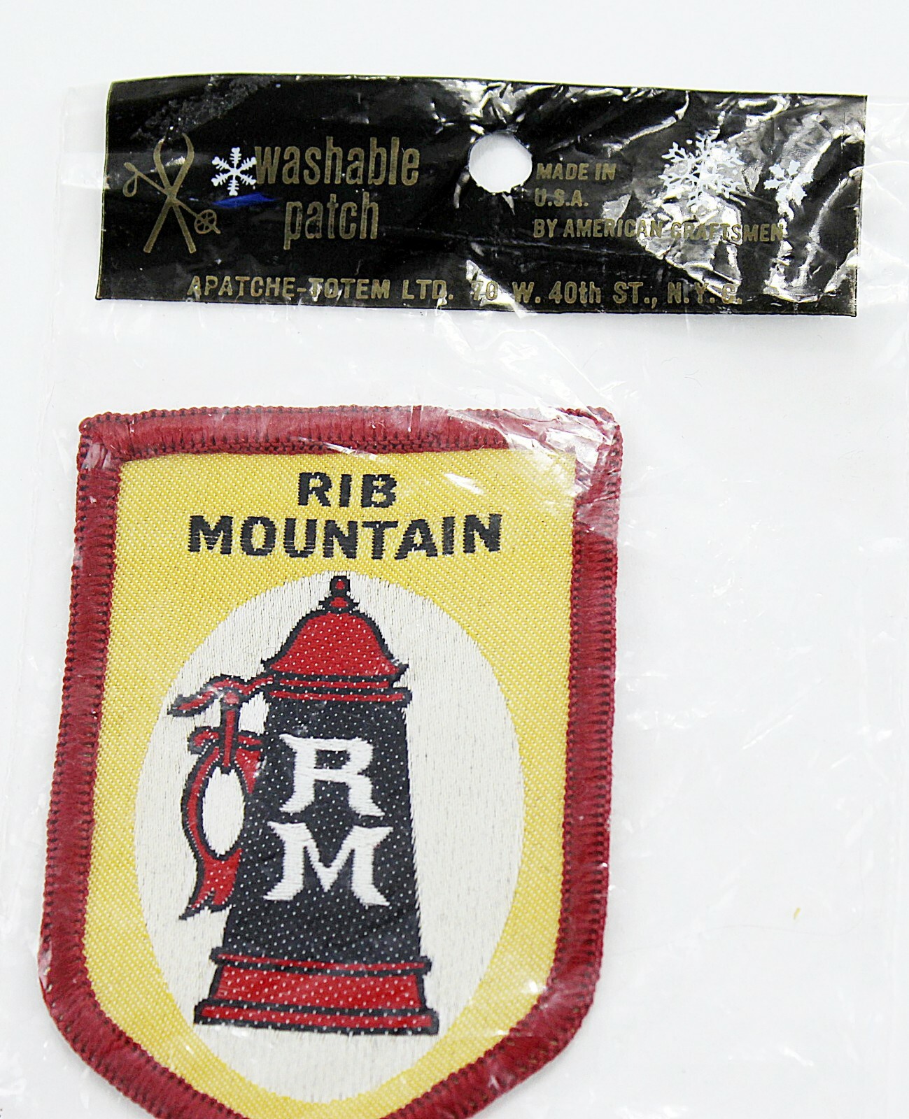 Retro Rib Mountain Beer Stein Ski Patch New in Unopened Bag Vintage Ski Area