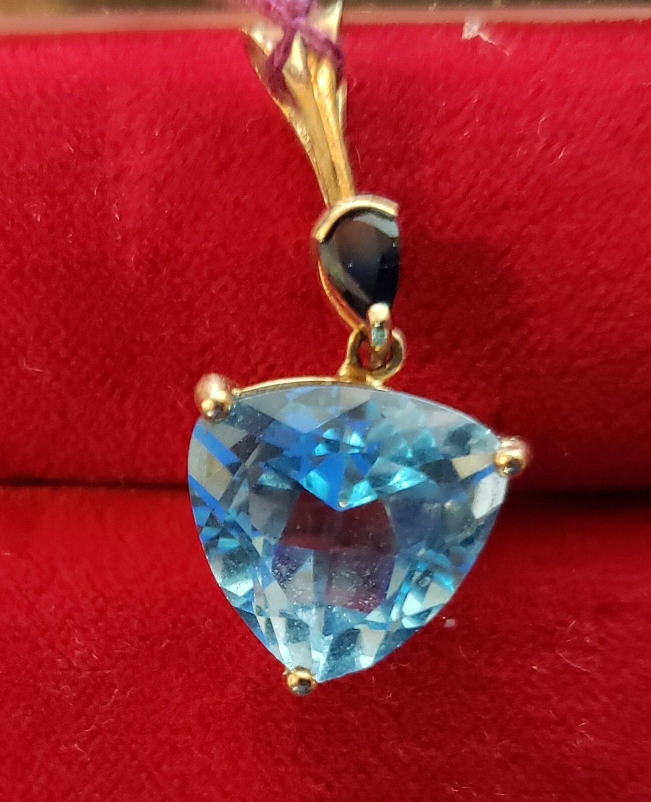 14k Gold Heart Shaped 3 ct. Blue Topaz - .25 ct. Black
