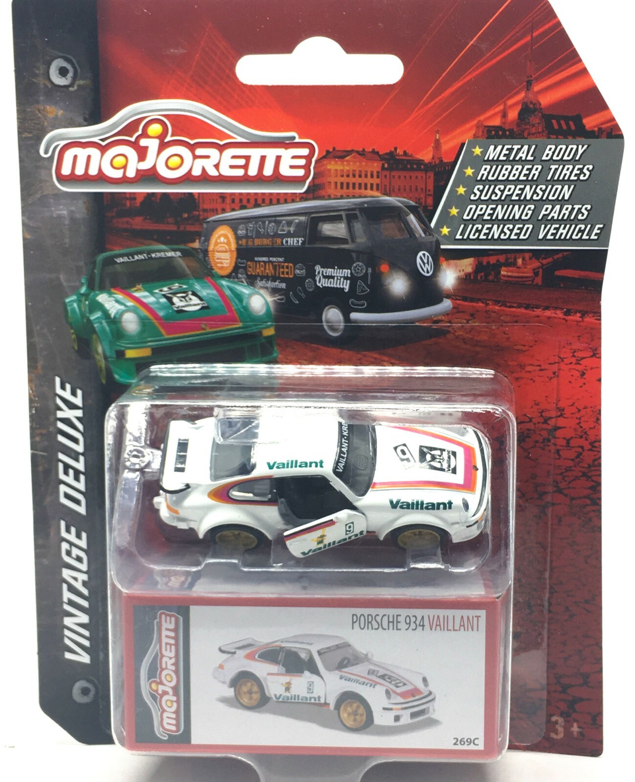 Majorette Porsche 934 Vaillant White Vintage Deluxe 1:57 Majorette Porsche 934 Vaillant White Vintage Deluxe 1:57