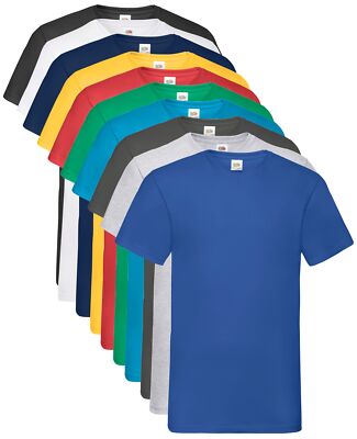 Fruit Of The Loom Plain Cotton Vee V-Neck Valueweight Tee T
