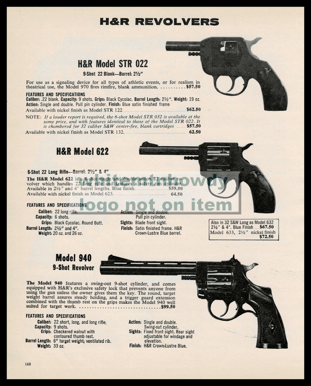 1980 HARRINGTON & RICHARDSON H&R STR 022, 622, 940 Revolver 1980 HARRINGTON & RICHARDSON H&R STR 022, 622, 940 Revolver