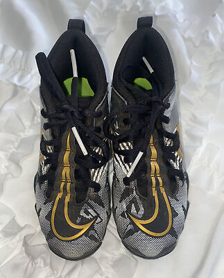 NIKE Alpha Black Gold Silver Cleats Boys Youth Child Size 12C