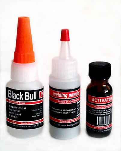 All purpose German glue Black Bull 20g. Kit 2 with Activator and Welding Powder.