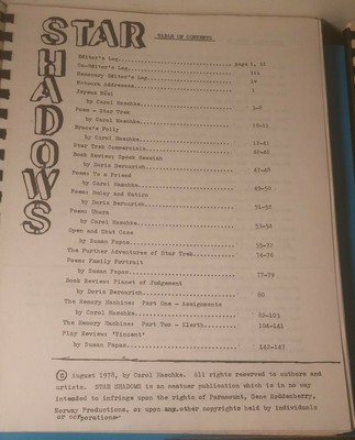 3 Star Shadows  Star Trek Fanzines #1 -#3