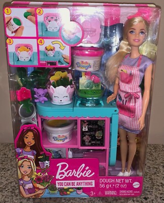 BNIB BARBIE BLONDE YOU CAN BE ANYTHING  FLORIST PLAY SET NRFB
