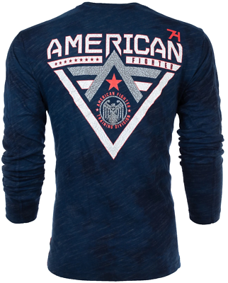 AMERICAN FIGHTER Men's T-Shirt Thermal ALASKA PATTERN Navy Elephant Print S-3XL