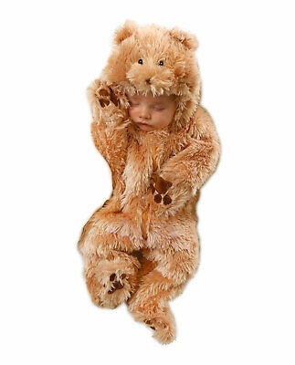 Baby Teddy Bear Snuggle Brown Valentines Halloween Costume Hooded Furry Jumpsuit