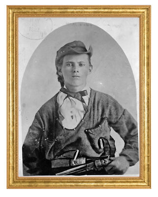 Jesse James Photograph in a Aged Gold Frame
