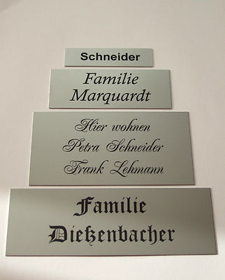 Aluminium Metall Klingelschild, Briefkastenschild, Türschild inkl.Gravur,klebend