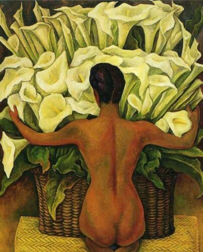 Print - Nude with Calla Lilies by Diego Rivera