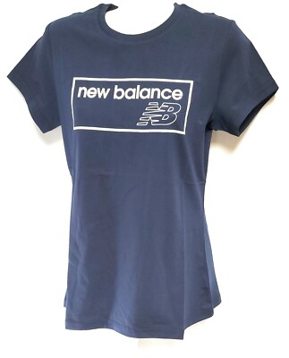 Womens New Balance WT83595 PGM Logo Graphic Navy Blue Tee T-Shirt