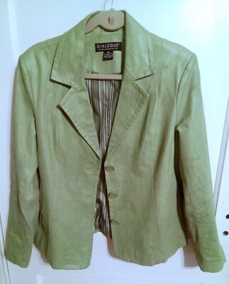 Dialogue Leather Jacket Woman s Size M Pistachio Green Leather - FREE SHIPPING