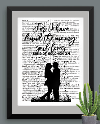 Song of Solomon 3:4 I Have Found the One Dictionary Art Print Wedding Gift
