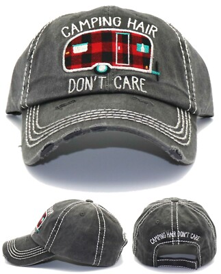 KB ETHOS New Camping Hair Don't Care Ladies Women Vintage Gray Black Era Hat Cap