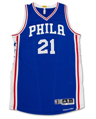 76ers Joel Embiid Game Used Blue Adidas Road Jersey w/ Photo Match & Fanatics