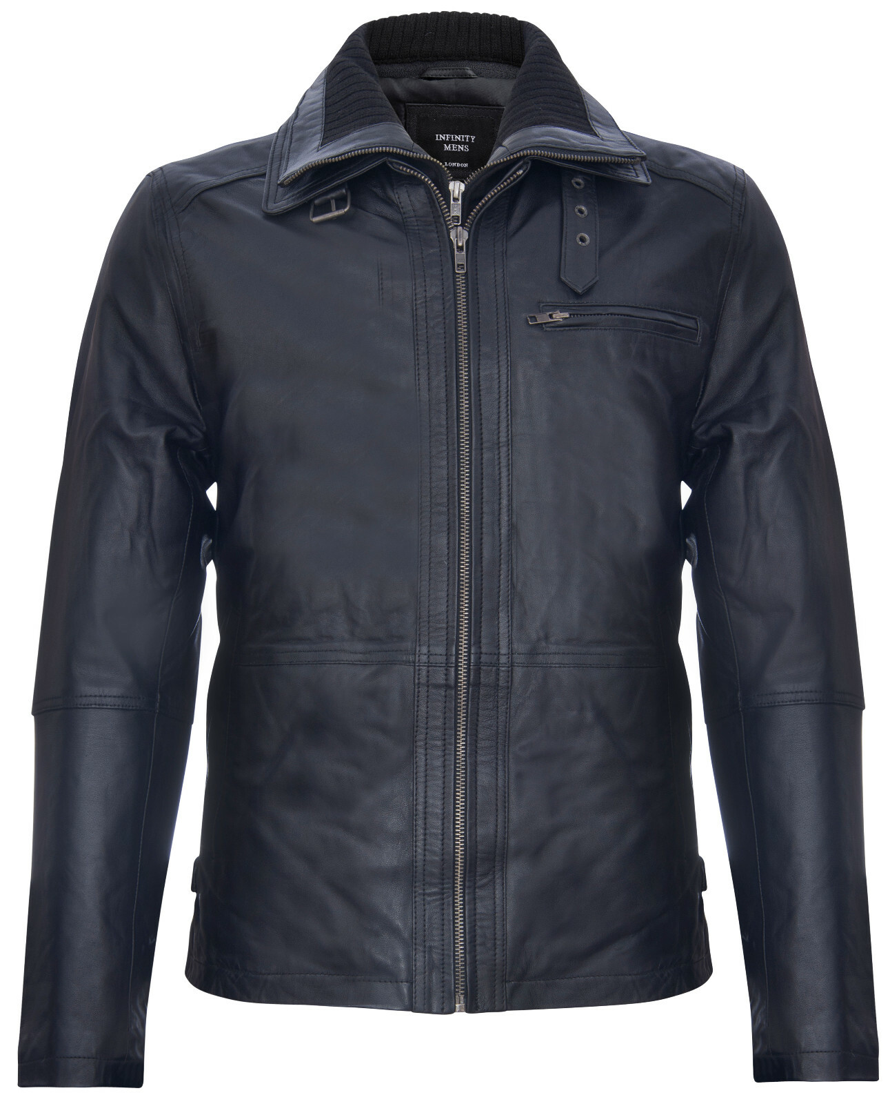 INFINITY HERREN MITTELLANG KLASSISCH WARM MANTEL SCHWARZ 100% LEDERJACKE