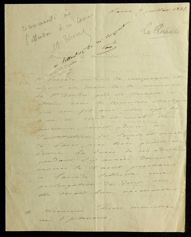 Sourds & Muets 1835 / Adolphe Thiers & Gustave De Chassiron Autographe 