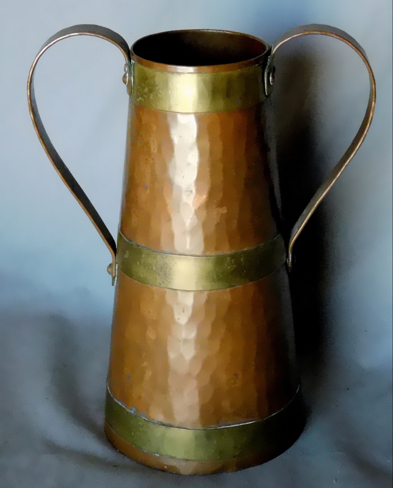 Antique Arts Crafts Mission copper tankard mug hammered Hector Aguilar brass